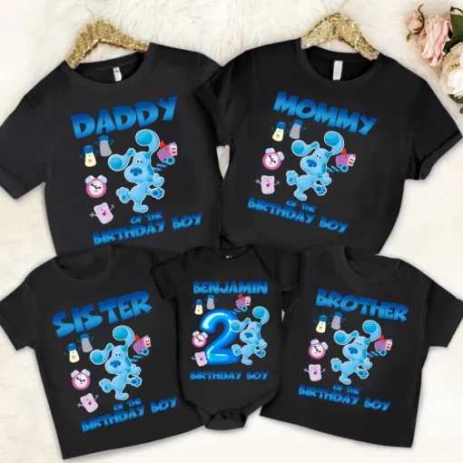 Personalized Blues Clues Birthday Shirt, Blue Dog Family Shirt, Blue Dog Family Matching Birthday Shirt , Birthday Boy, Family Party Shirt 2