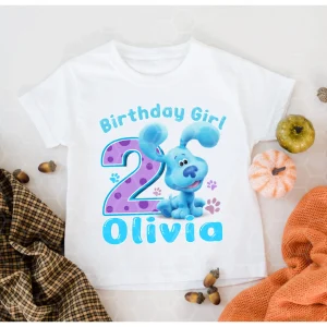 Personalized Blue's Clues Birthday Shirt, Dog Family Shirt, Blue Dog Family Matching Birthday Shirt, Custom Name And Age