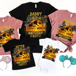 Personalized Jurassic World Birthday Shirt, Jurassic Park Family Shirt, Dinosaur Birthday party shirt, Jurassic Dominion Movie Shirt 3