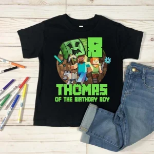 Personalized Minecraft Birthday Boy Shirt, Custom Minecraft Birthday Shirt, Family Matching Birthday Shirt m2