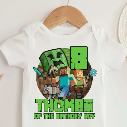 Personalized Minecraft Birthday Boy Shirt, Custom Minecraft Birthday Shirt, Family Matching Birthday Shirt, Birthday Minecraft Shirt2