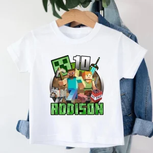 Personalized Minecraft Birthday Family Shirt, Birthday Party Outfit, Custom Name Birthday Squad, Family Squad, Game shirt 2