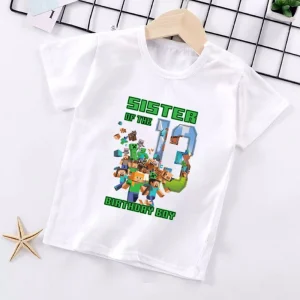 Personalized Minecraft Birthday Shirt, Custom Name and Age, Birthday Boy Shirt