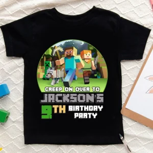Personalized Minecraft Birthday Shirt with Name, Personalized Shirt, Minercraft Birthday Gift for Gamers, Build Shirt, Gamer Shirt