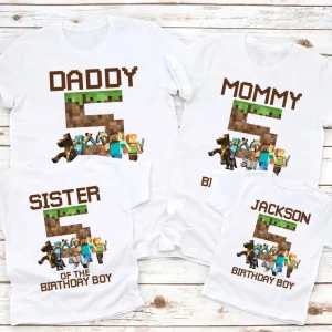 Personalized Minecraft Group Shot Birthday, Minecraft Shirt, Minecra Birthday Gift, Birthday Boy, Matching Birthday Family Shirts