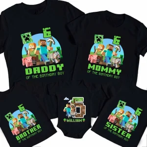 Personalized Minecrafter Birthday Shirt, Mine Family Matching Shirt, Miner Game shirt