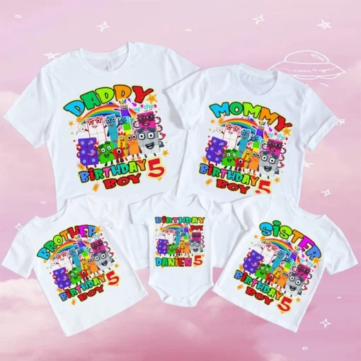 Personalized Numberblocks Birthday Shirt, Custom Numberblocks T-Shirt, Numberblocks Matching Family Shirt, Numberblocks Kids Shirt 3