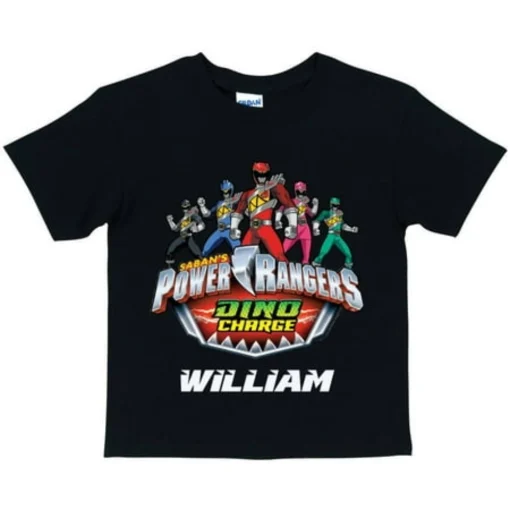Personalized Power Rangers Dino Charge Boys' Black T-Shirt