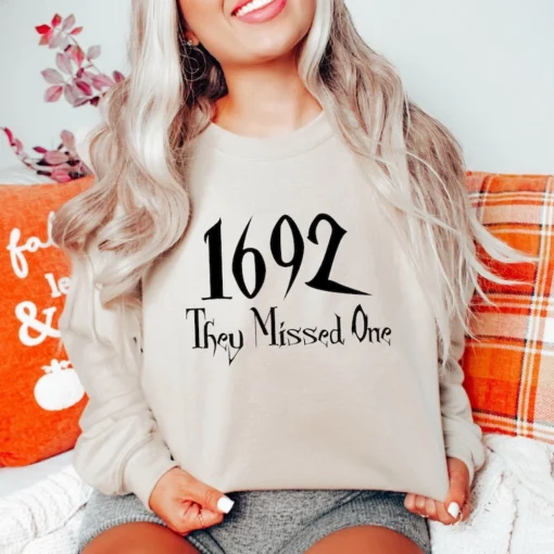 Salem 1692 They Missed One Shirt, Retro Salem Massachusetts Halloween Sweatshirt, Vintage Witches Shirt 3