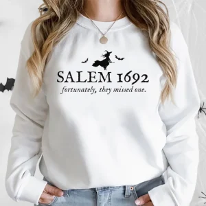 Salem 1692 They Missed One Sweatshirt, Retro Salem Massachusetts Halloween Crewneck, Vintage Witches Shirt, Spooky Season Shirt 2