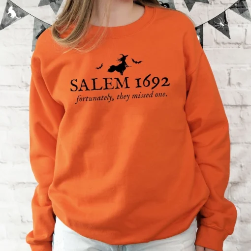 Salem 1692 They Missed One Sweatshirt, Retro Salem Massachusetts Halloween Crewneck, Vintage Witches Shirt, Spooky Season Shirt 3