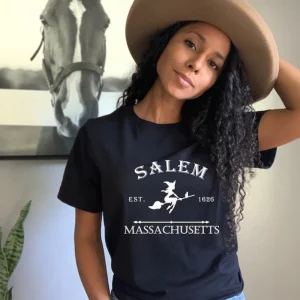 Salem Massachusetts T-Shirt, Halloween Party Shirt, Witchy Women's Shirt, Salem Mass Shirt, Salem Witch Halloween Tee, Spooky Season Shirt 2