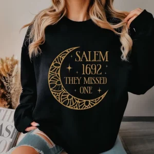 Salem Witch Shirt 1692 They Missed One Halloween Gift T-Shirt, Massachusetts Witch Trials Tee Shirt,Spooky Season Halloween Shirt