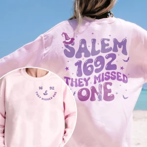 Salem Witch Sweatshirt, 1692 They Missed One Halloween Gift Sweater, Halloween Shirt, Witches Sweatshirt, Salem Witch Trial 4