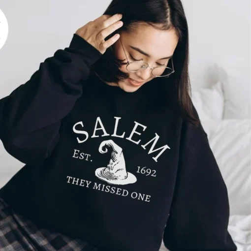 Salem Witch Sweatshirt 1692 They Missed One Halloween Shirt, Retro Salem Massachusetts Halloween, Halloween Witch Shirt, Salem Witch Trials 3