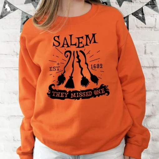 Salem Witch Sweatshirt, Salem 1692 Shirt, 1692 They Missed One Halloween Gift TShirt, Salem Witch Trial, Retro Halloween, Witch Sweatshirt 3