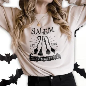 Salem Witch Sweatshirt, Salem 1692 Shirt, 1692 They Missed One Halloween Gift TShirt, Salem Witch Trial, Retro Halloween, Witch Sweatshirt 4