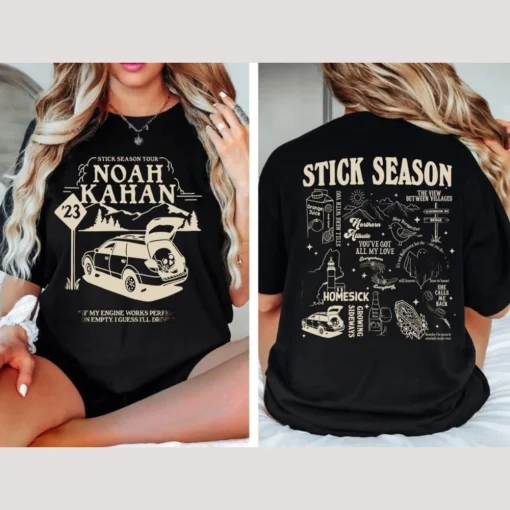 Stick Season Tour 2023 TShirt, Noah Kahan Stick Season Tour 2023, Kahan Folk Pop Music Shirt, Country Music Shirt, Retro Vintage Tee 2 sides 3