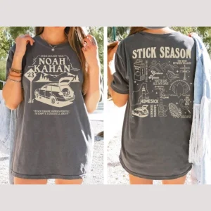 Stick Season Tour 2023 TShirt, Noah Kahan Stick Season Tour 2023, Kahan Folk Pop Music Shirt, Country Music Shirt, Retro Vintage Tee 2 sides