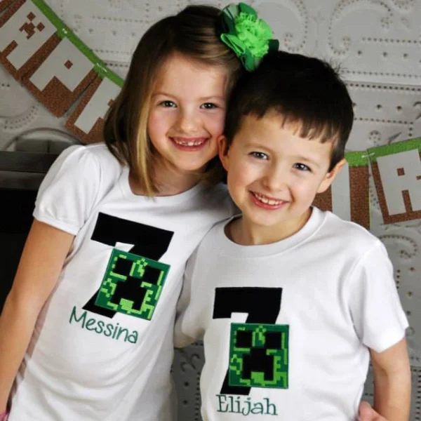 Surprise your kid with their personalized Minecraft birthday shirt