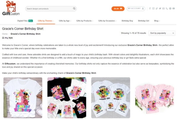 Giftcustom Guide: How To Make Personalized Gracie's Corner Birthday Shirt?